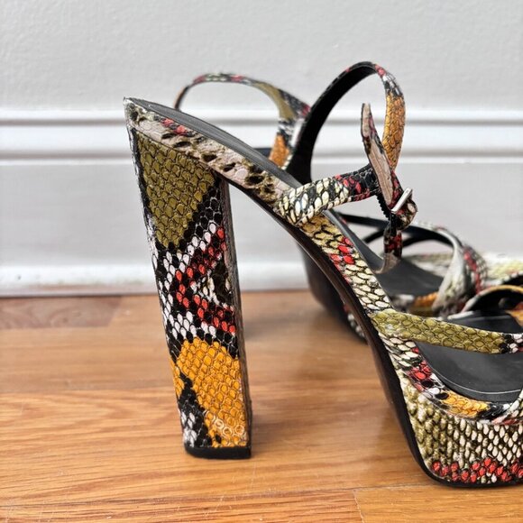 Zara Animal Print Multicolored High Heel Platform Sandals - Picture 5 of 11